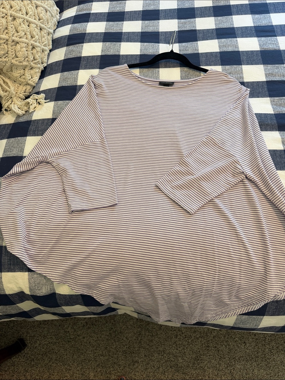 J. Jill Striped Boatneck Tunic in Light Lilac and White